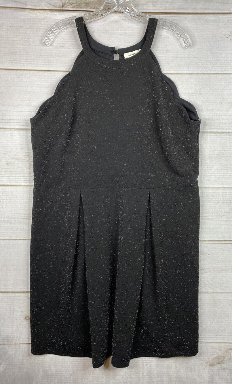 Monteau Dress Womens 3X Black Trendy Plus Size Glitter Halter Neck Stretch NWT